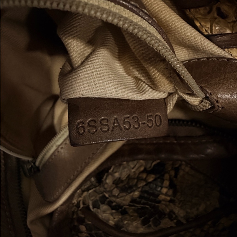 Chloé Brown Python-Print Shoulder Bag with Tan Tr… - image 4